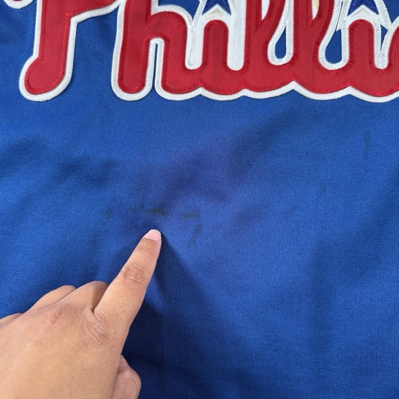 Vintage Jim Thome Phillies Majestic‎ Jersey Mens 3XL Blue Logo Script Y2K USA - Picture 5 of 16